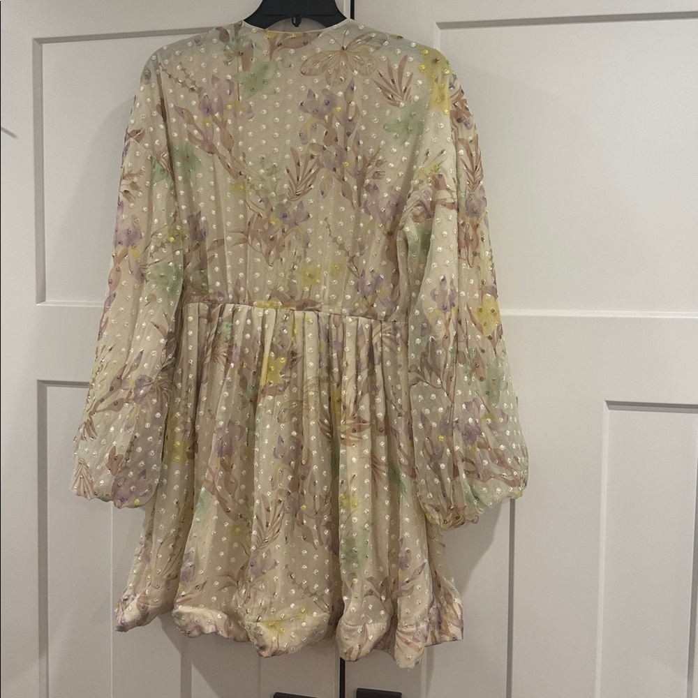 Alexis "Behati" Dress, Multicolor Floral Chiffon Long Sleeve Dress, Size Small - Picture 9 of 9